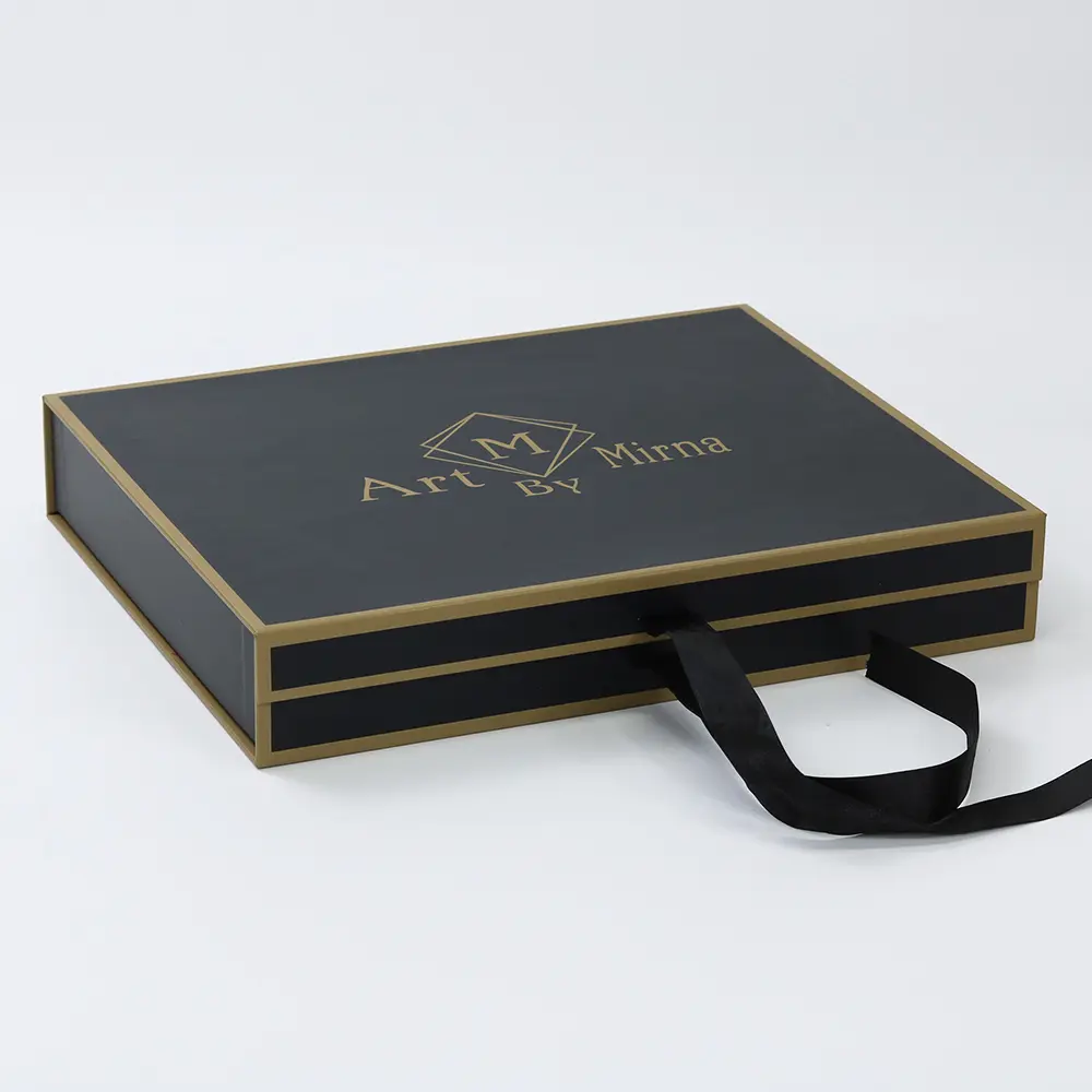 Custom Black Rigid Gift Paper Box For Hair Extension Packaging