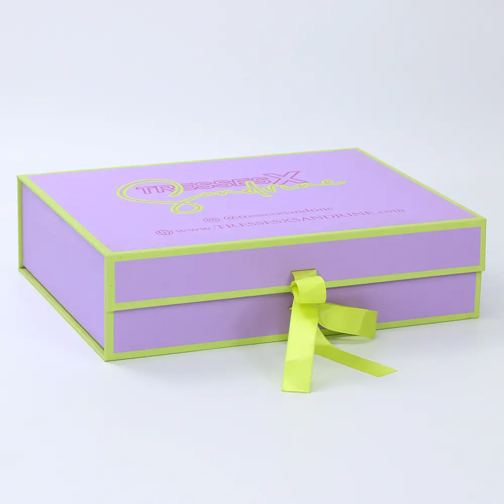 Luxury Purple Rigid Gift Paper Box For Clothing Packaging