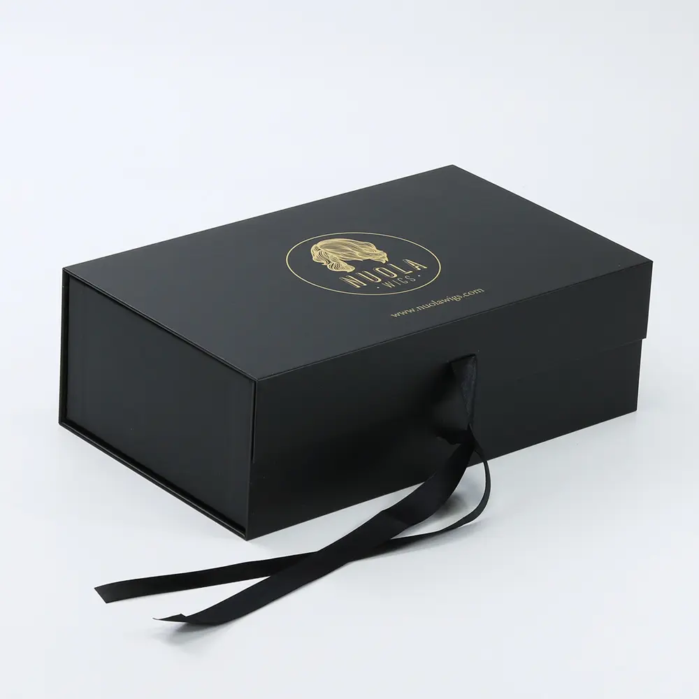 Black Gift Paper Box With Gold Foil Stamping Logo