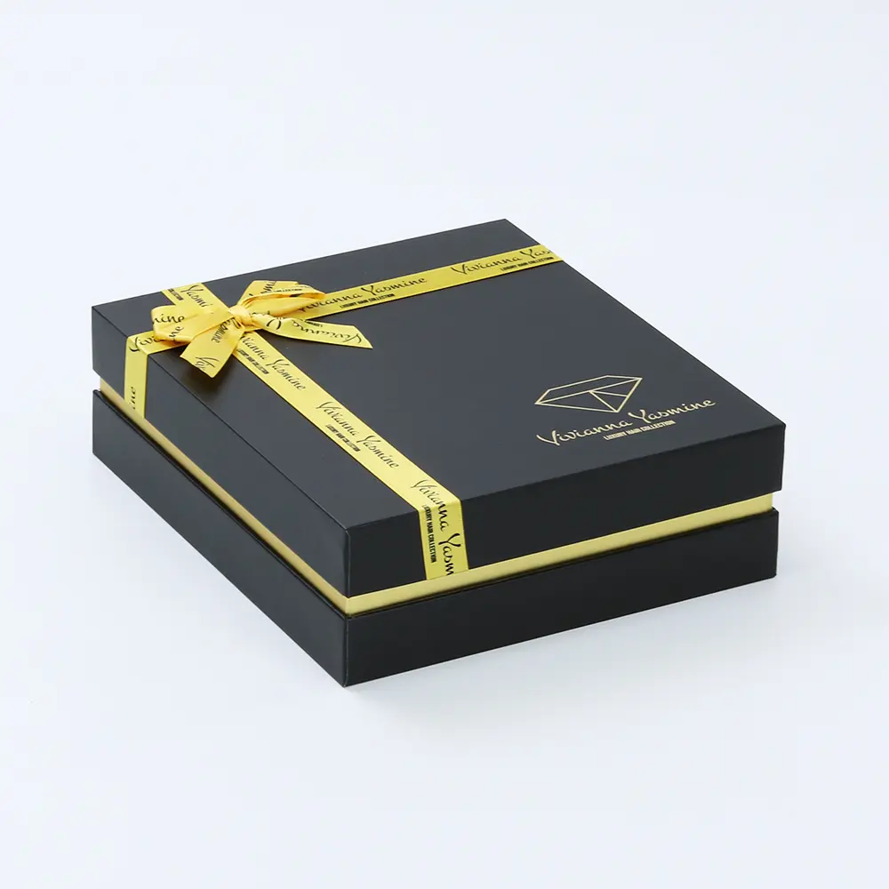 custom logo luxury gift paper box satin lined package with ribbon butterfly
